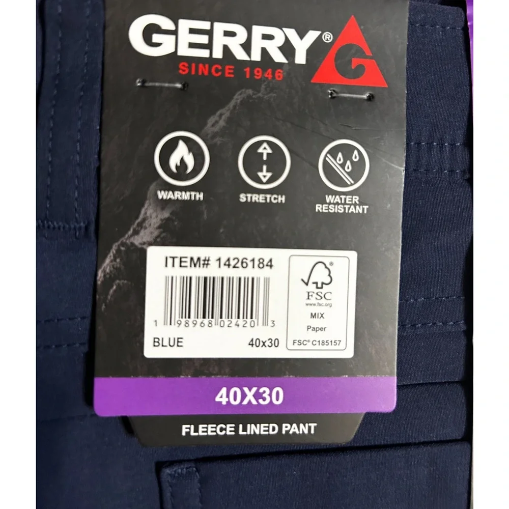 Gerry Men's Fleece Lined Pant Blue Size 40x30